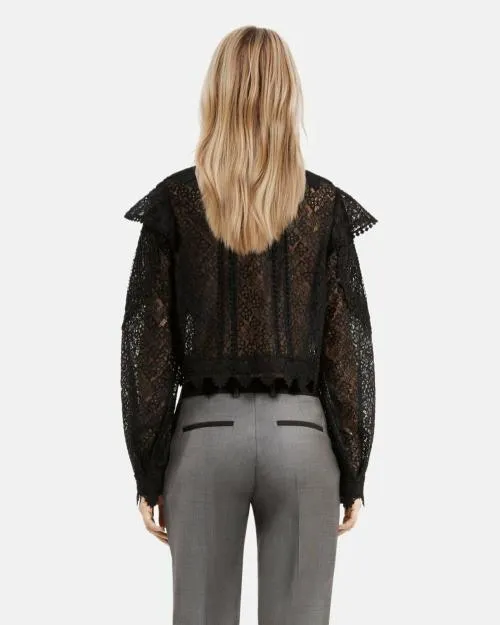 Women Shirts and Tops The Kooples Black Lace Top Black