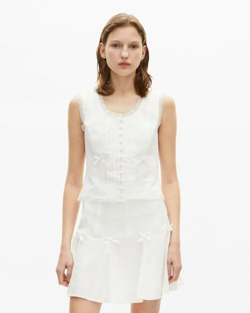 Women Shirts and Tops The Kooples Ecru Lace Detail Top Ecru