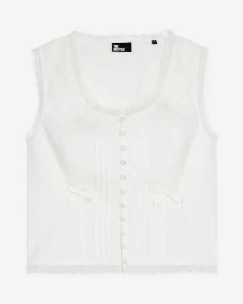 Women Shirts and Tops The Kooples Ecru Lace Detail Top Ecru