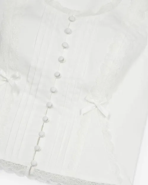 Women Shirts and Tops The Kooples Ecru Lace Detail Top Ecru