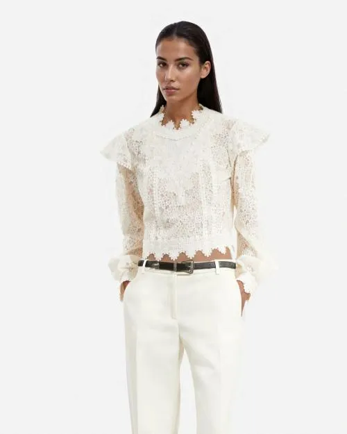 Women Shirts and Tops The Kooples Ecru Lace Top Ecru