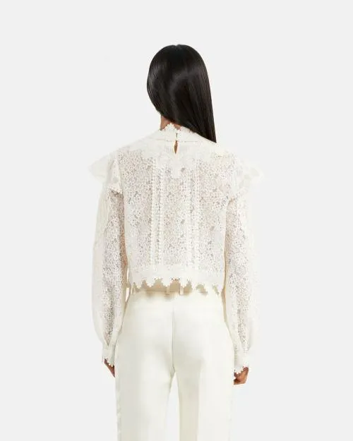 Women Shirts and Tops The Kooples Ecru Lace Top Ecru