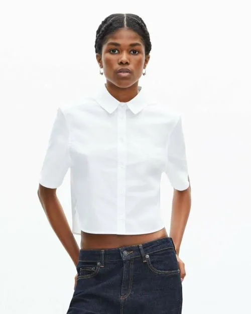 Women Shirts and Tops The Kooples Short White Poplin Shirt White