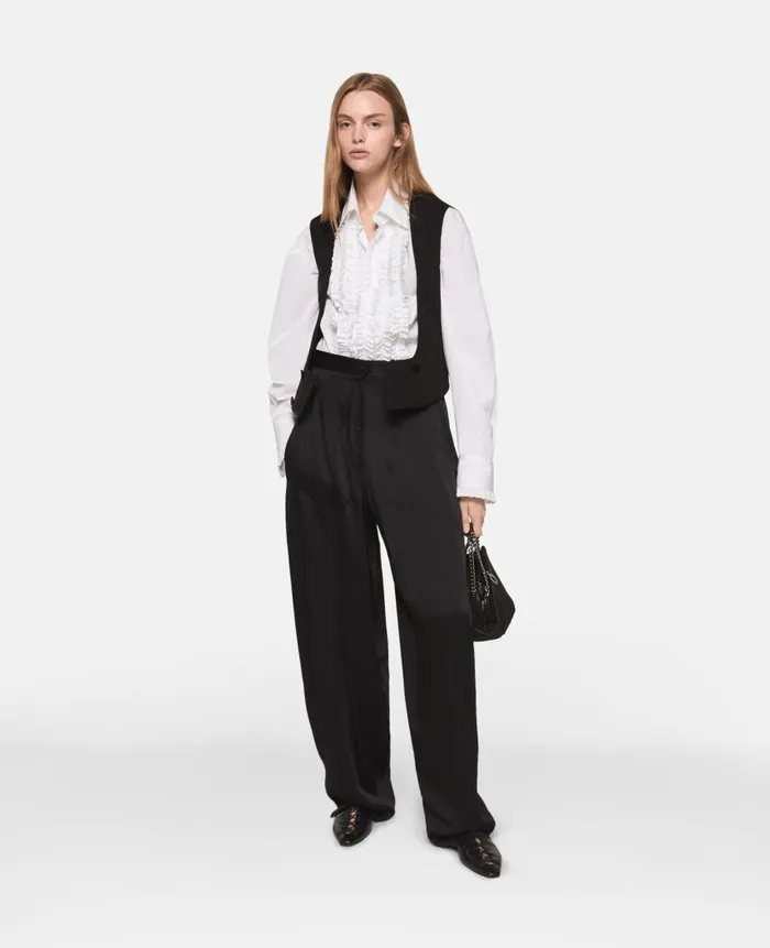 Women Shirts And Tops Stella McCartney Ruffled Cotton Tuxedo Shirt Pure White