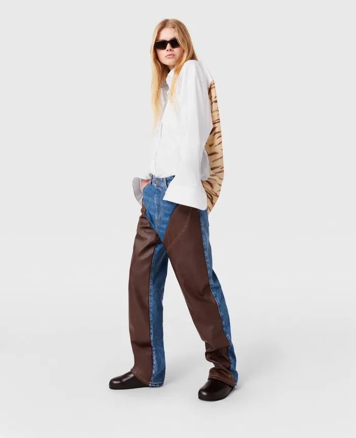 Women Shirts And Tops Stella McCartney Tiger Print Panel Shirt Natural Tiger Print