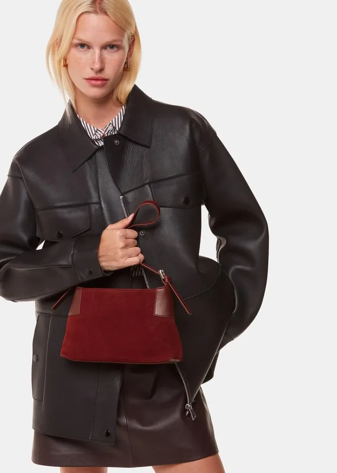 Women Shoulder Bags and Tote Bags Whistles Dark Red Paloma Small Suede Bag