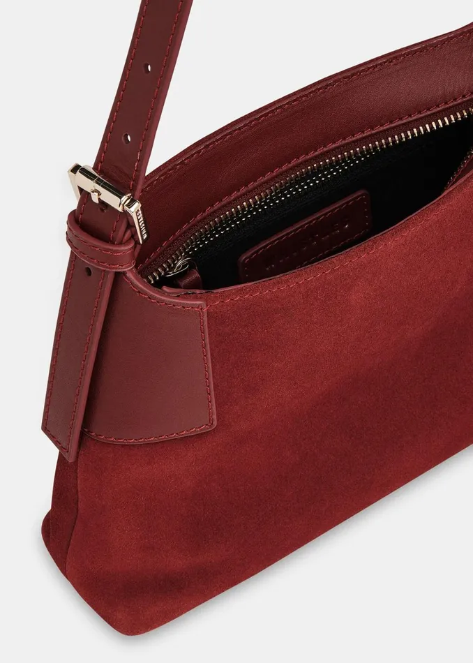 Women Shoulder Bags and Tote Bags Whistles Dark Red Paloma Small Suede Bag
