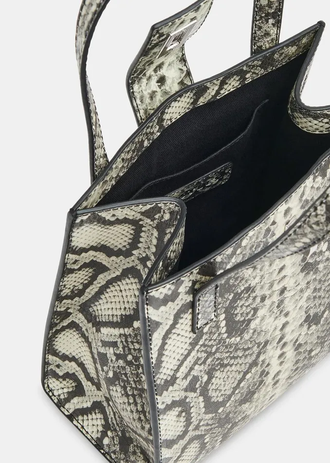 Women Shoulder Bags and Tote Bags Whistles Grey Eben Snake Mini Turn Lock Tote