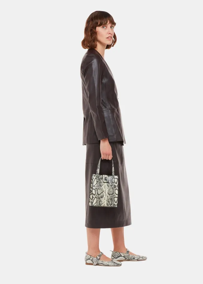 Women Shoulder Bags and Tote Bags Whistles Grey Eben Snake Mini Turn Lock Tote