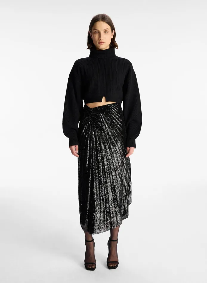 Women Skirts ALC Tori Sequin Midi Skirt Black