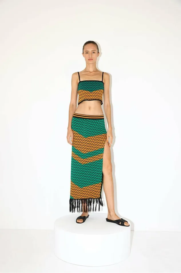Women Skirts DODO BAR OR Nala Skirt Green Orange Combo