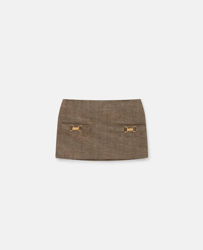 Women Skirts Stella McCartney ClaspEmbellished MidRise Mini Skirt Chestnut Herringbone Women Skirts Stella McCartney ClaspEmbellished MidRise Mini Skirt Chestnut Herringbone