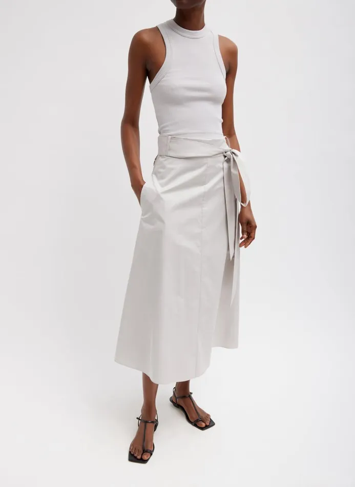 Women Skirts Tibi Eco Poplin Back Wrap Skirt Stone