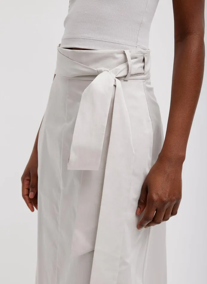Women Skirts Tibi Eco Poplin Back Wrap Skirt Stone