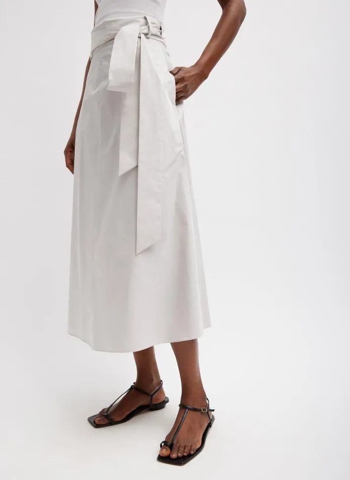 Women Skirts Tibi Eco Poplin Back Wrap Skirt Stone