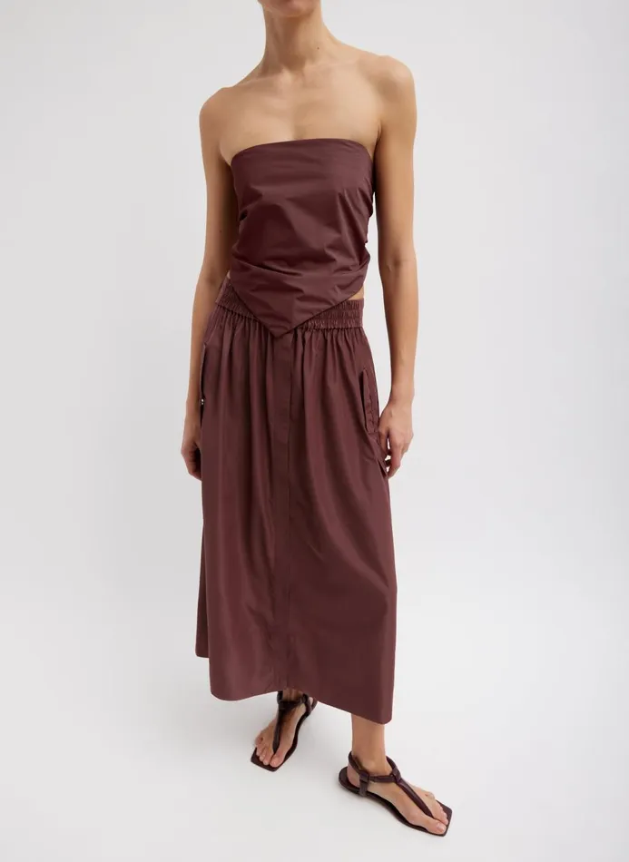 Women Skirts Tibi Italian Sporty Nylon Full Skirt Cinnamon