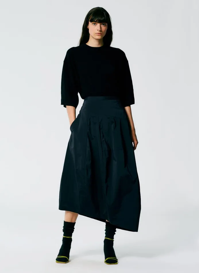 Women Skirts Tibi Nylon Asymmetrical Balloon Skirt Navy