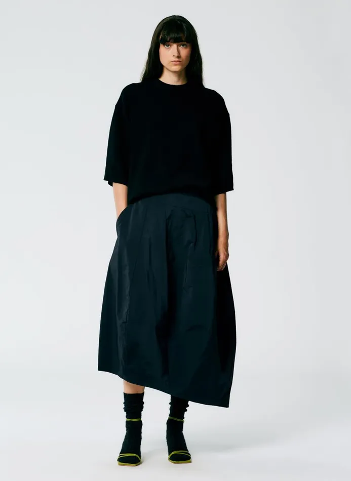 Women Skirts Tibi Nylon Asymmetrical Balloon Skirt Navy