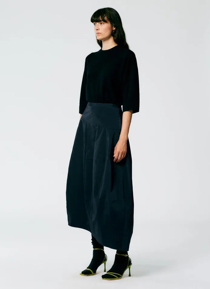 Women Skirts Tibi Nylon Asymmetrical Balloon Skirt Navy