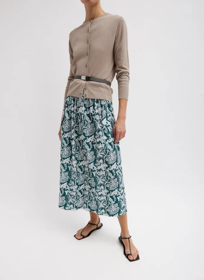 Women Skirts Tibi Recycled Nylon Batik Full Skirt Hunter Green Multi
