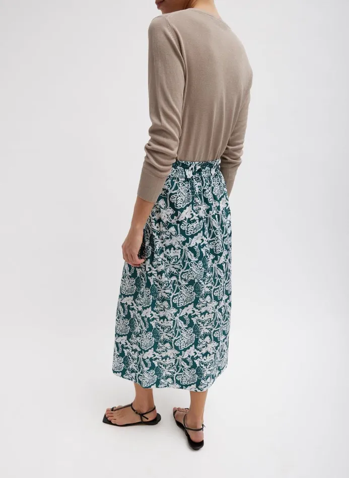 Women Skirts Tibi Recycled Nylon Batik Full Skirt Hunter Green Multi