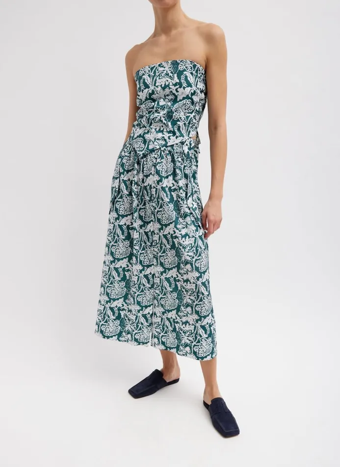 Women Skirts Tibi Recycled Nylon Batik Full Skirt Hunter Green Multi