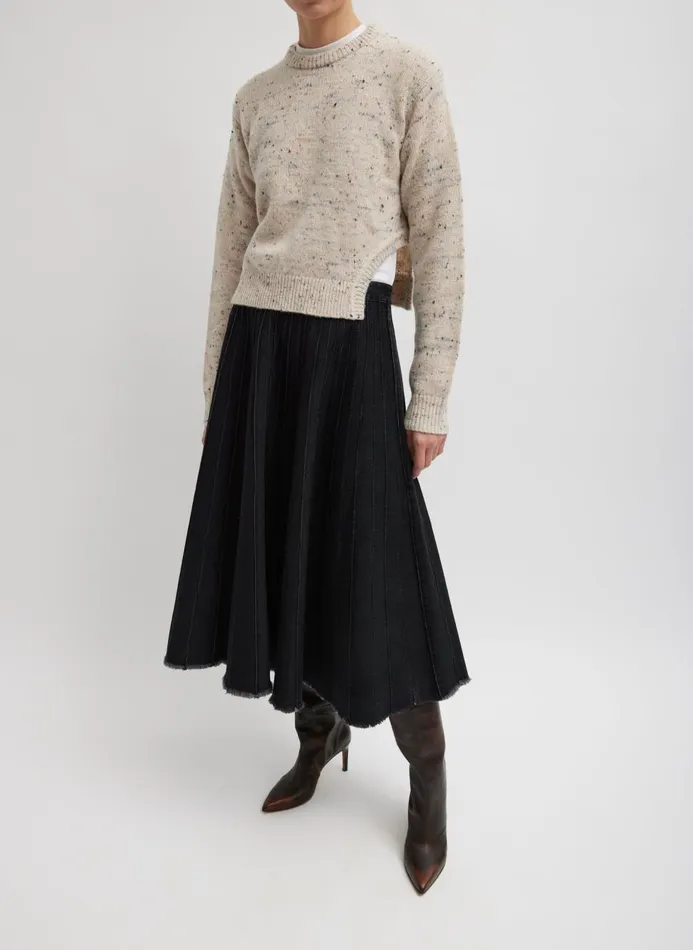 Women Skirts Tibi Vintage Black Denim Pintucked Denim Skirt Black