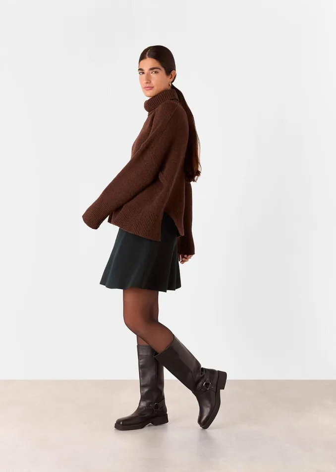 Women Skirts Whistles Black Flippy Knitted Mini Skirt
