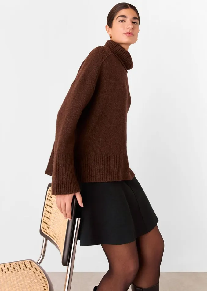 Women Skirts Whistles Black Flippy Knitted Mini Skirt