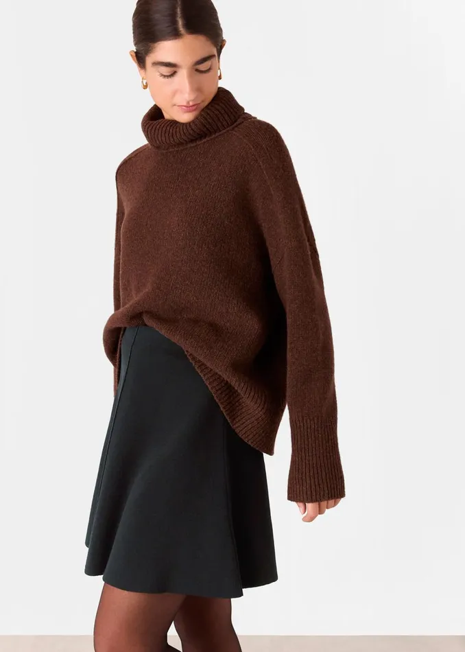Women Skirts Whistles Black Flippy Knitted Mini Skirt