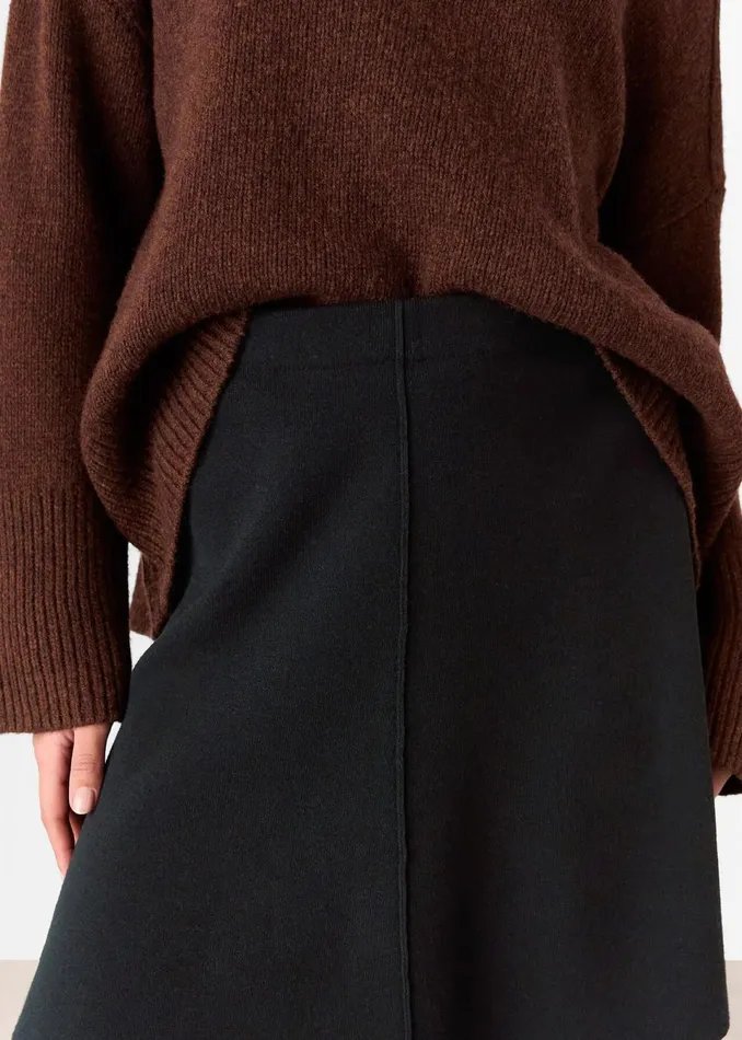 Women Skirts Whistles Black Flippy Knitted Mini Skirt