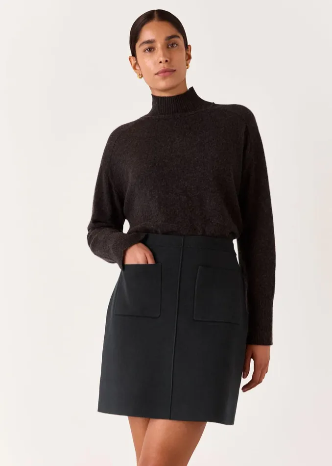 Women Skirts Whistles Black Patch Pocket Knitted Skirt