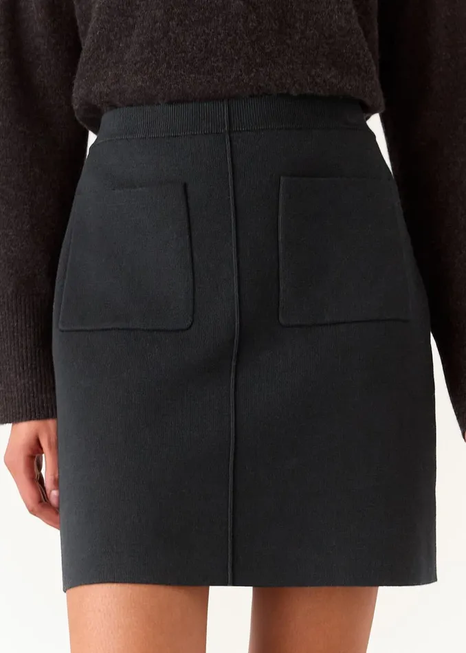Women Skirts Whistles Black Patch Pocket Knitted Skirt