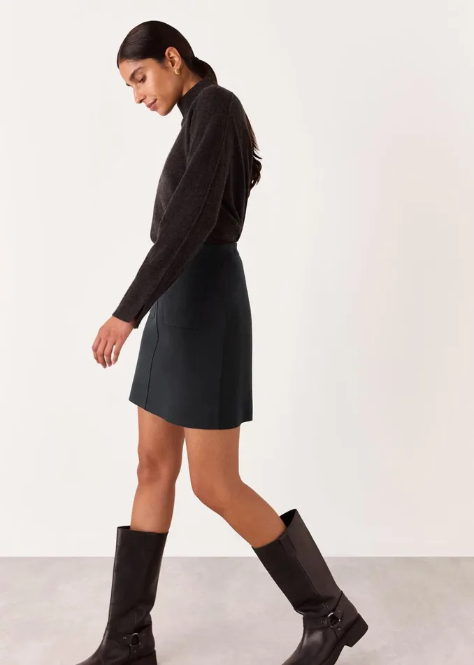 Women Skirts Whistles Black Patch Pocket Knitted Skirt