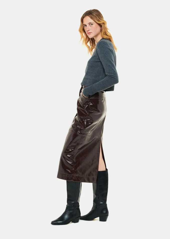 Women Skirts Whistles Chocolate Rachel Patent Leather Skirt