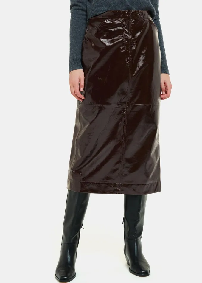 Women Skirts Whistles Chocolate Rachel Patent Leather Skirt