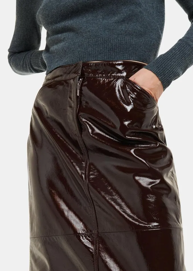 Women Skirts Whistles Chocolate Rachel Patent Leather Skirt