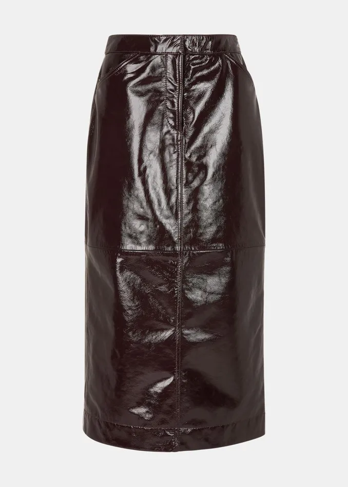 Women Skirts Whistles Chocolate Rachel Patent Leather Skirt