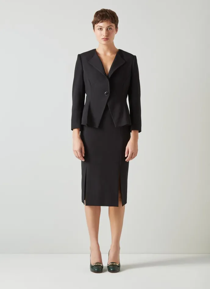 Women Sky Black Crepe Pencil Skirt With LENZING ECOVERO Viscose Black LKBennett Skirts