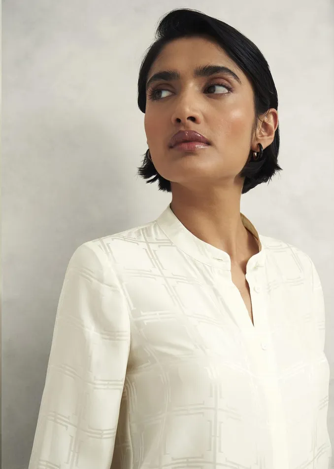 Women Sloane Silk Blouse Ivory Hobbs Tops