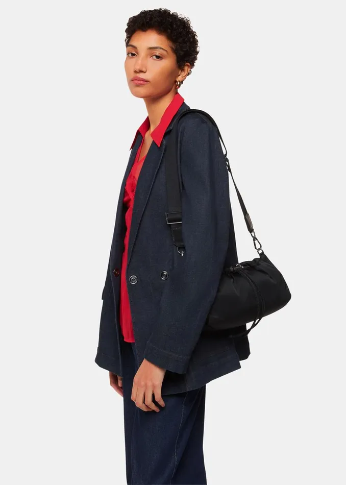Women Small Bags and Clutches Whistles Black Benny Drawstring Crossbody Bag