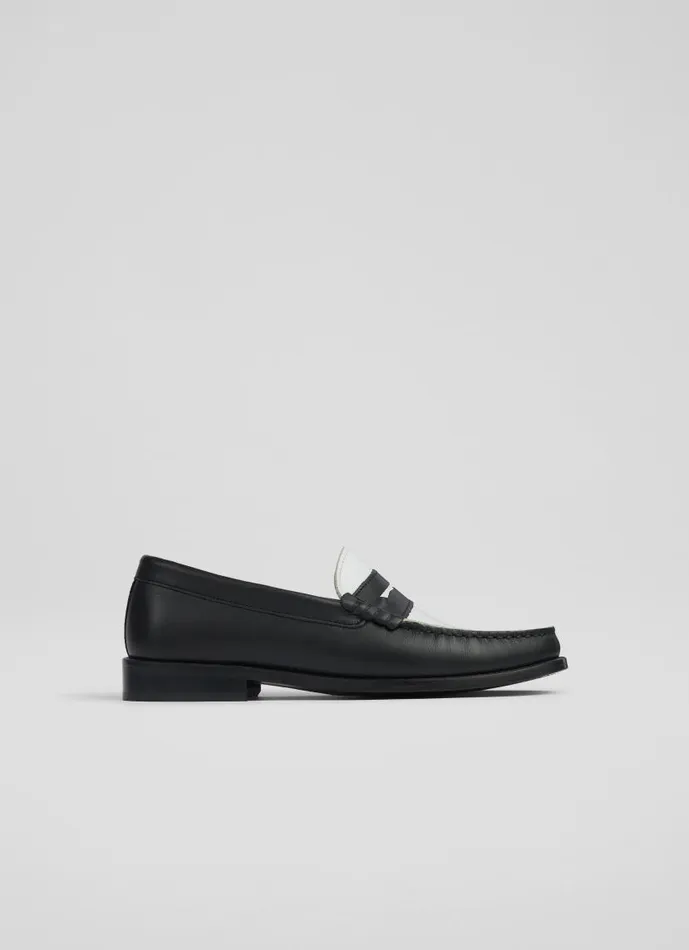 Women Solo Black And White Leather Moccasin Loafers Black White LKBennett Flats Women Solo Black And White Leather Moccasin Loafers Black White LKBennett Flats