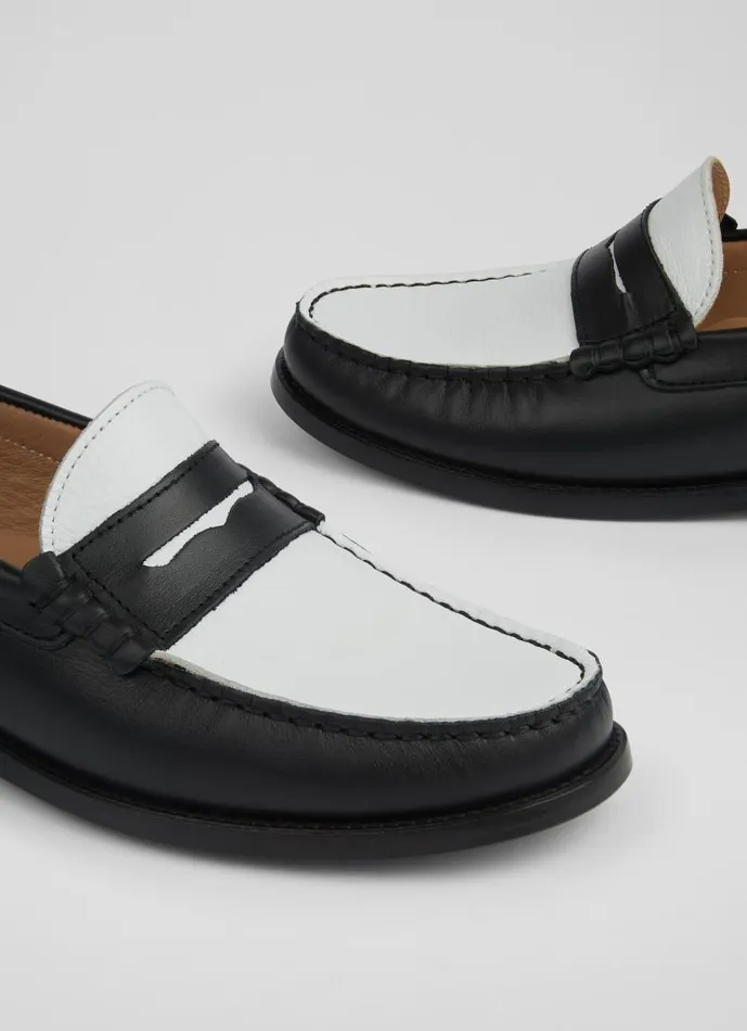 Women Solo Black And White Leather Moccasin Loafers Black White LKBennett Flats Women Solo Black And White Leather Moccasin Loafers Black White LKBennett Flats