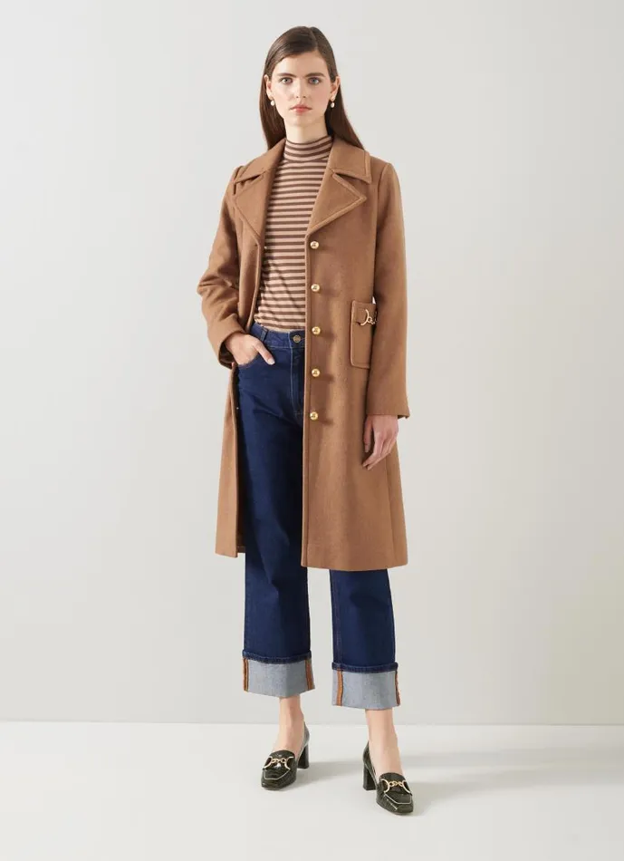 Women Spencer Camel Italian Recycled WoolBlend Snaffle Detail Coat Camel LKBennett Coats and Jackets Women Spencer Camel Italian Recycled WoolBlend Snaffle Detail Coat Camel LKBennett Coats and Jackets