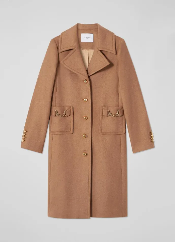 Women Spencer Camel Italian Recycled WoolBlend Snaffle Detail Coat Camel LKBennett Coats and Jackets