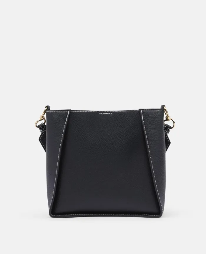 Women Stella Icons Stella McCartney Logo Grainy Alter Mat Shoulder Bag Black