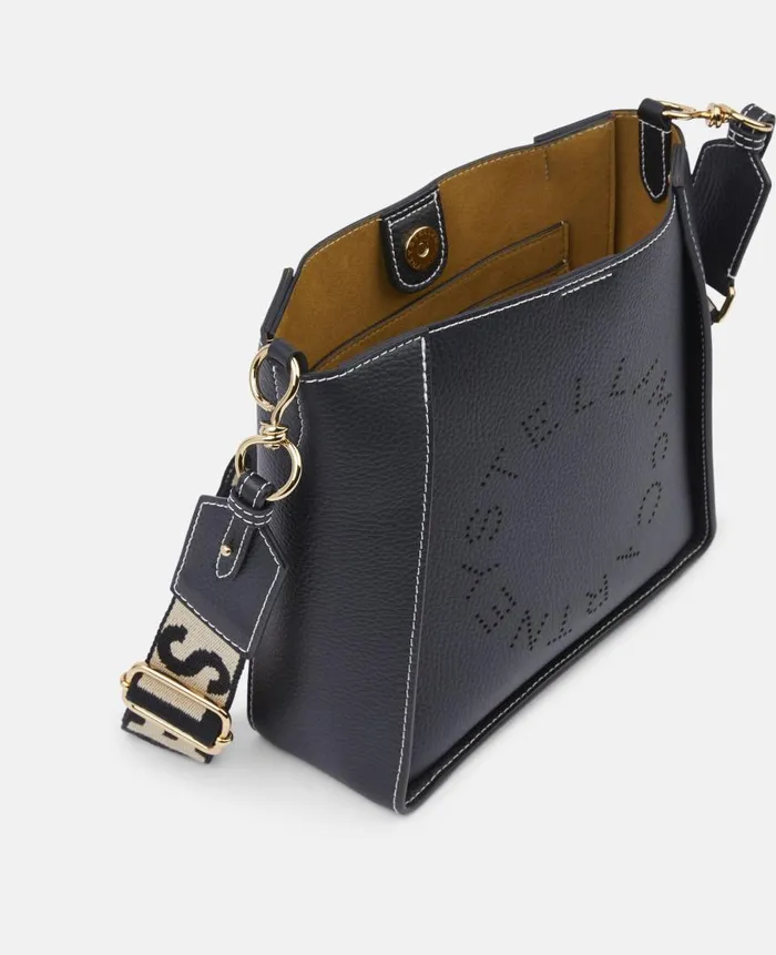 Women Stella Icons Stella McCartney Logo Grainy Alter Mat Shoulder Bag Black