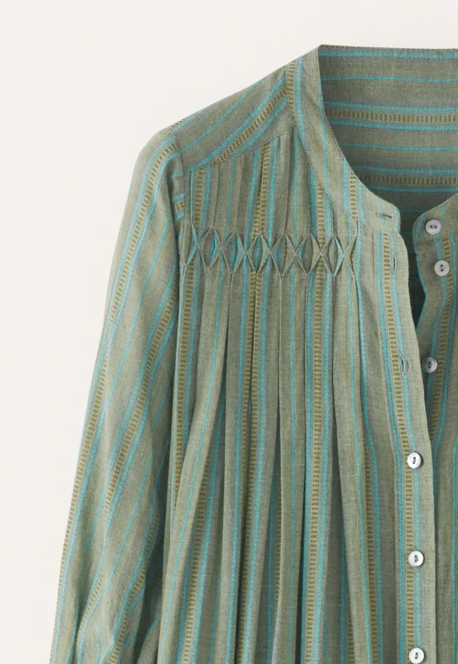 Women Striped Maxilength Dress Pine Green Poetry Fashion Dresses and Skirts