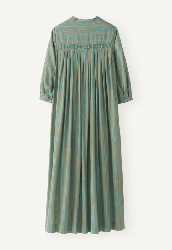 Women Striped Maxilength Dress Pine Green Poetry Fashion Dresses and Skirts