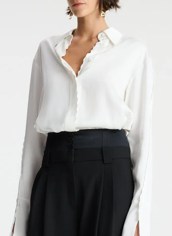 Women Suits ALC Haven Scalloped Satin Top White